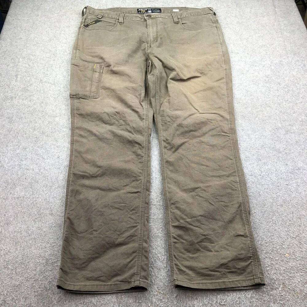 Ariat Rebar Pants Mens 40x32 Brown Canvas Carpenter Relaxed Straight Workwear M4